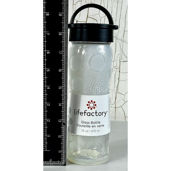 Life Factory Glass Water Bottle 16 OZ Clear Silicone Sleeve-Clear Lim. Ed. NWT - Picture 4 of 4